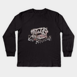 Bad Reputation T-Rex Skull dark version Kids Long Sleeve T-Shirt